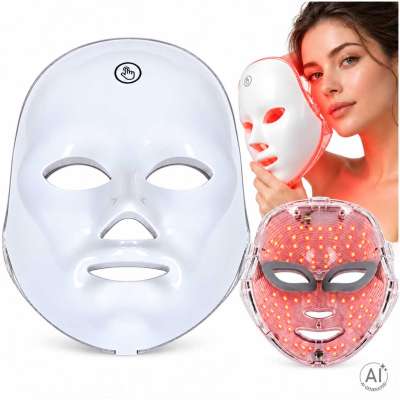 LED Face Mask for Skincare 90 LEDs 7 Light Colors Photon Therapy