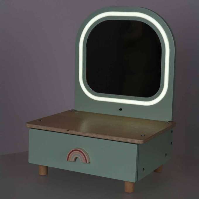 LULILO Mini Wooden Dressing Table for Girls with LED Mirror and Accessories