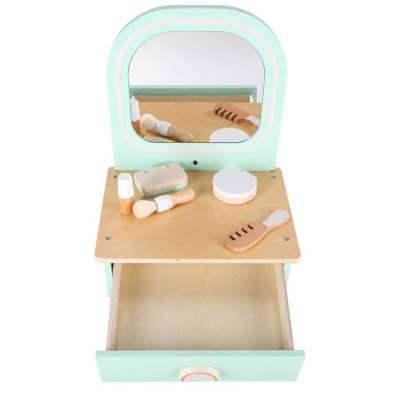 LULILO Mini Wooden Dressing Table for Girls with LED Mirror and Accessories