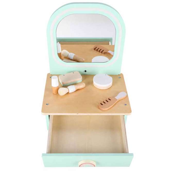 LULILO Mini Wooden Dressing Table for Girls with LED Mirror and Accessories