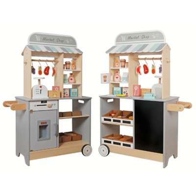 Market drewniany stragan food truck z piekarnikiem