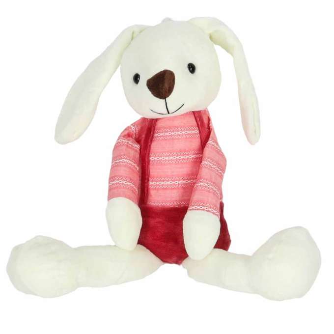 Maskotka pluszak przytulanka królik w czerwonych spodenkach 36 cm