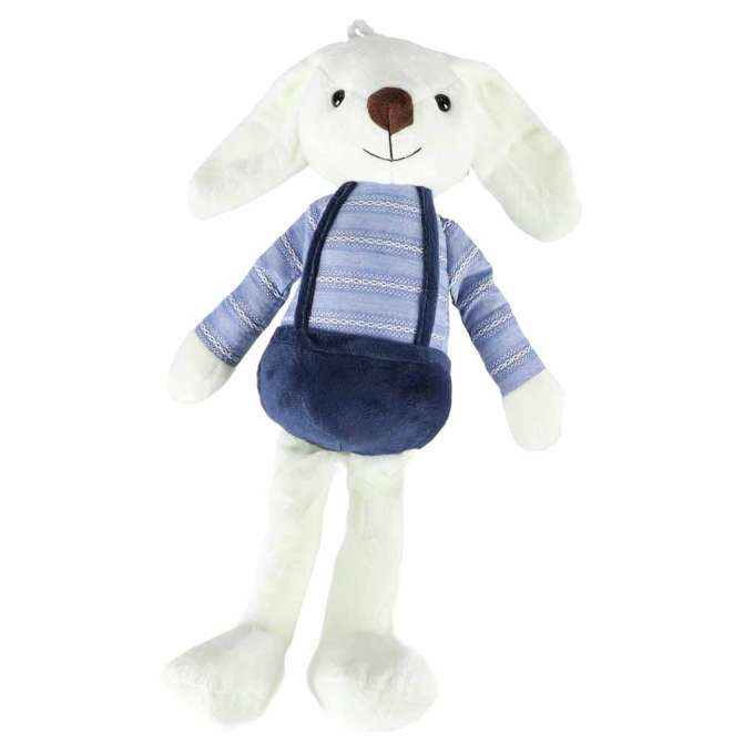 Maskotka pluszak przytulanka królik w niebieskich spodenkach 36 cm