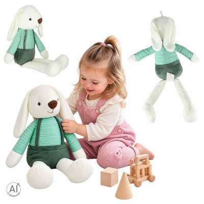 Maskotka pluszak przytulanka królik w zielonych spodenkach 70 cm