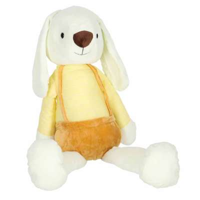 Maskotka pluszak przytulanka królik w żółtych spodenkach 70 cm