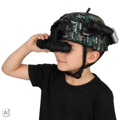 Military soldier set helmet walkie-talkie binoculars flashlight