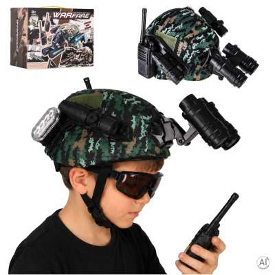 Military soldier set helmet walkie-talkie binoculars flashlight