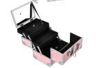 Pink cosmetic organizer with mirror 2