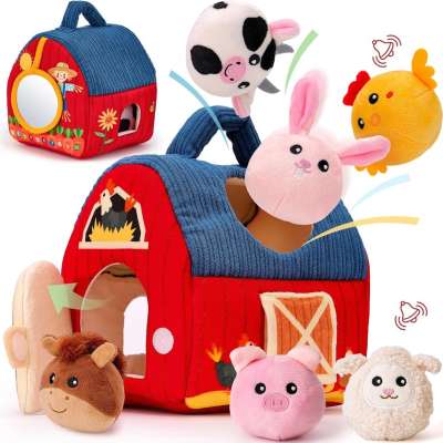 Plush sensory activity house sorter farm animals educational toy