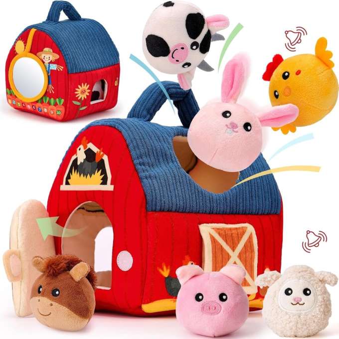 Plush sensory activity house sorter farm animals educational toy