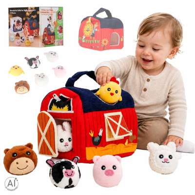 Plush sensory activity house sorter farm animals educational toy