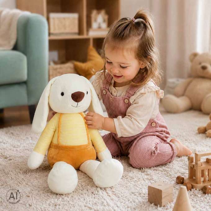 Plush toy rabbit in yellow shorts 70 cm