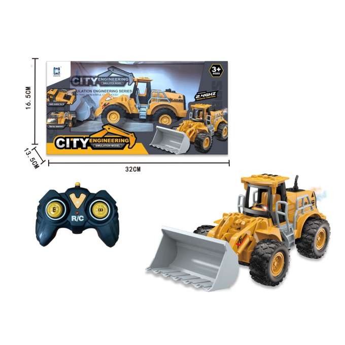 Remote-controlled excavator and bulldozer 7-channel 2.4 GHz with fog lights