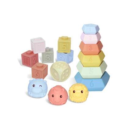Sensory blocks pyramid balls soft educational puzzle 3-in-1 set