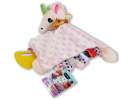 Sensory plush toy blanket teether and unicorn tags 1