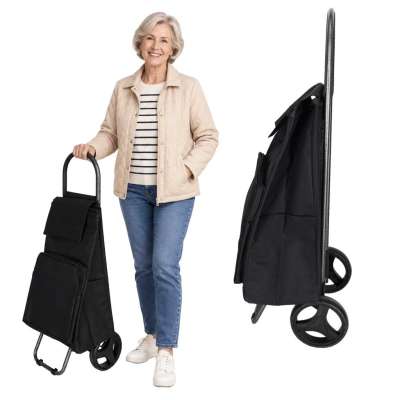 Shopping cart with wheels and insulated pocket 95 cm black