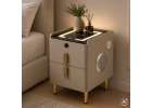Smart Nightstand with Fingerprint Lock and Wireless Charging Beige 2