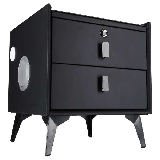 Smart Nightstand with Fingerprint Lock and Wireless Charging Black