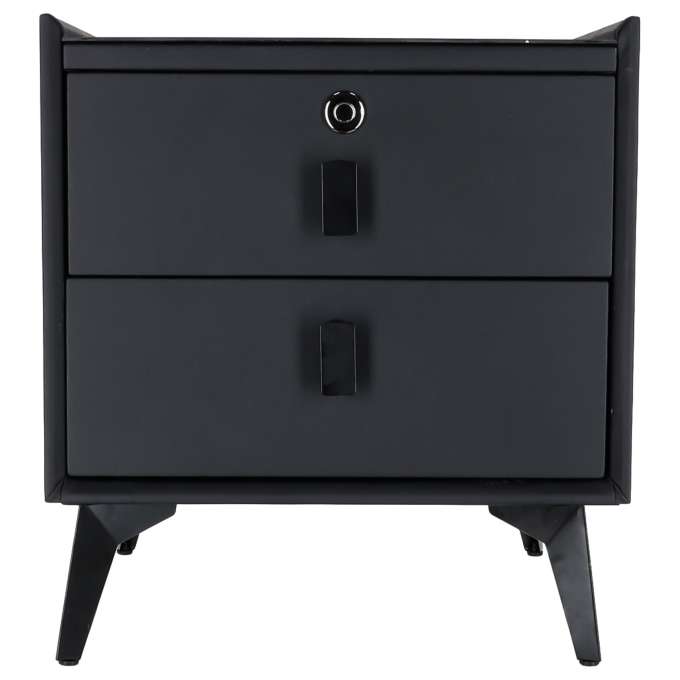 Smart Nightstand with Fingerprint Lock and Wireless Charging Black