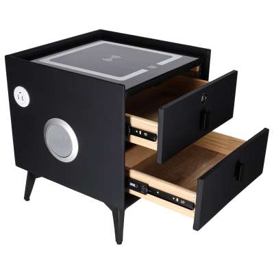 Smart Nightstand with Fingerprint Lock and Wireless Charging Black