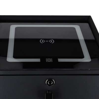 Smart Nightstand with Fingerprint Lock and Wireless Charging Black