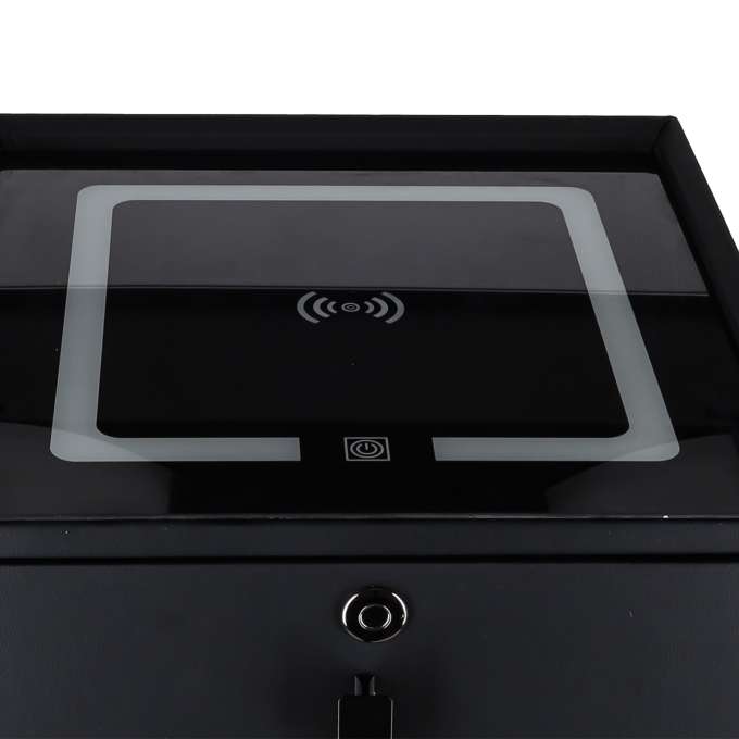 Smart Nightstand with Fingerprint Lock and Wireless Charging Black