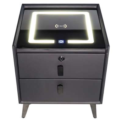Smart Nightstand with Fingerprint Lock and Wireless Charging Black