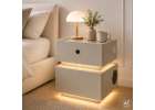 Smart Nightstand with Fingerprint Lock and Wireless Charging Ecru 3