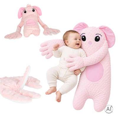 Soothing baby pillow for sleep with patting function elephant