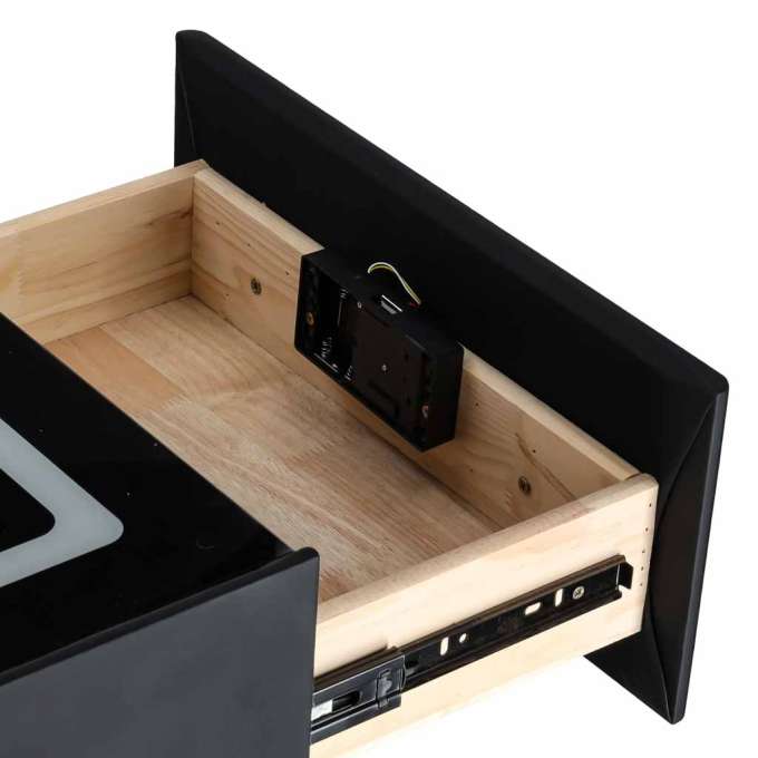 Szafka nocna wisząca szuflady oświetlenie LED USB ładowanie głośnik Bluetooth czarna