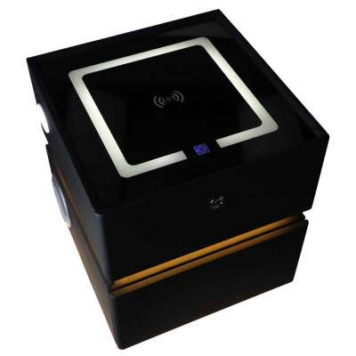 Szafka nocna wisząca szuflady oświetlenie LED USB ładowanie głośnik Bluetooth czarna