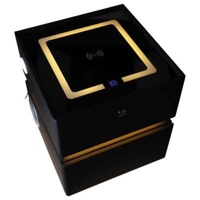 Szafka nocna wisząca szuflady oświetlenie LED USB ładowanie głośnik Bluetooth czarna