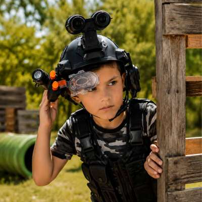 Tactical Commando Set for Kids Helmet Flashlight Sound Effects