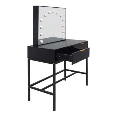 Vanity table with LED mirror 12-bulb lighting and drawers