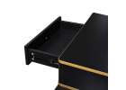 Vanity set with LED mirror lighting cabinet and stool in black and gold 12