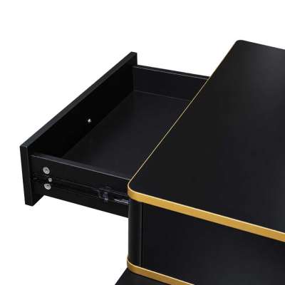 Vanity set with LED mirror lighting cabinet and stool in black and gold