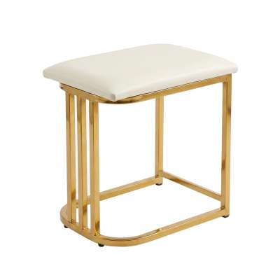 Vanity set with LED mirror lighting cabinet and stool in white and gold
