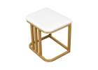 Vanity set with LED mirror lighting cabinet and stool in white and gold 11