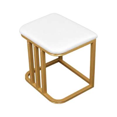 Vanity set with LED mirror lighting cabinet and stool in white and gold