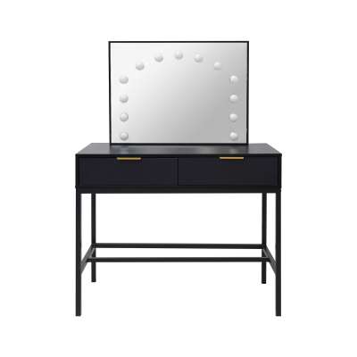 Vanity table with LED mirror 12-bulb lighting and drawers