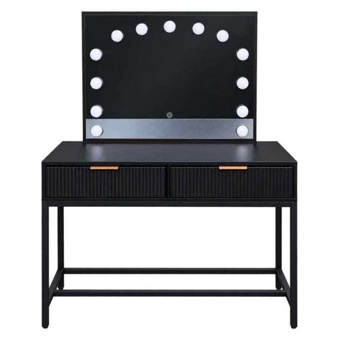 Vanity table with LED mirror 13-bulb lighting and drawers