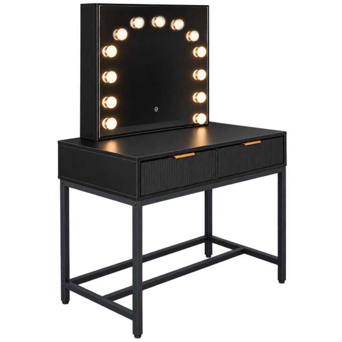 Vanity table with LED mirror 13-bulb lighting and drawers