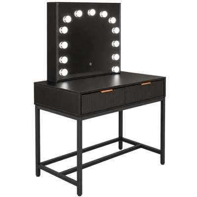 Vanity table with LED mirror 13-bulb lighting and drawers
