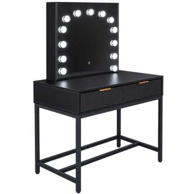 Vanity table with LED mirror 13-bulb lighting and drawers