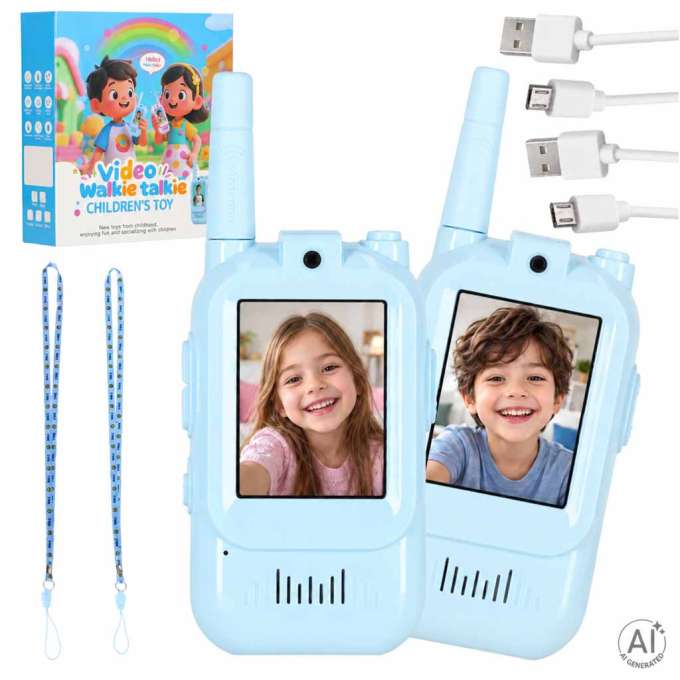 Walkie-talkies for kids with a camera and video function blue