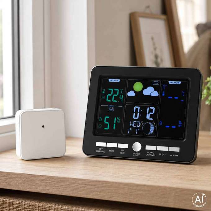 Weather station thermometer hygrometer clock alarm USB