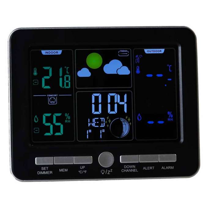 Weather station thermometer hygrometer clock alarm USB