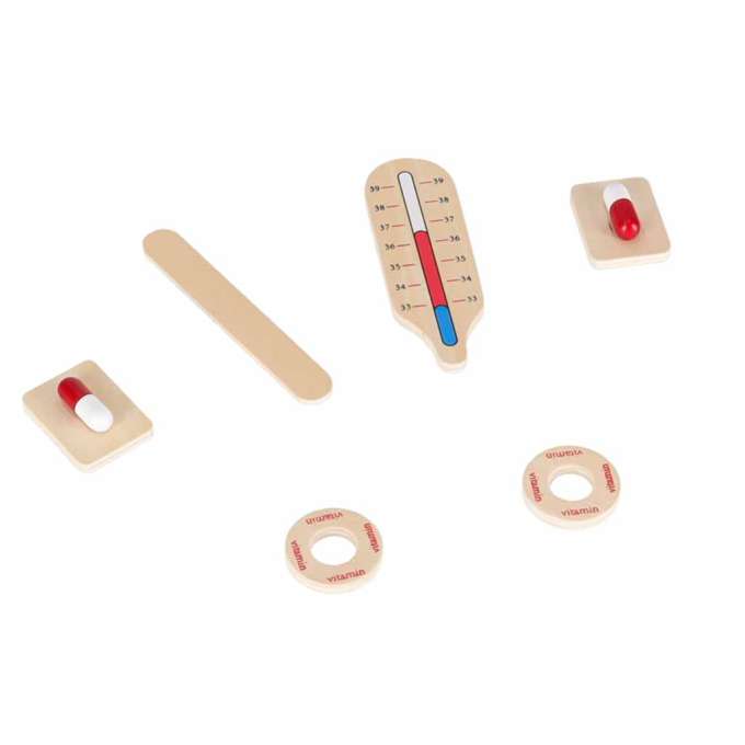 Wooden Doctor's Set Small Doctor's Bag and Accessories
