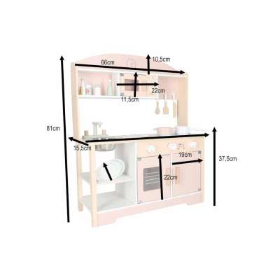 Wooden MDF MODERN CLASSIC Children's Kitchen Set with Accessories 81 cm Pink