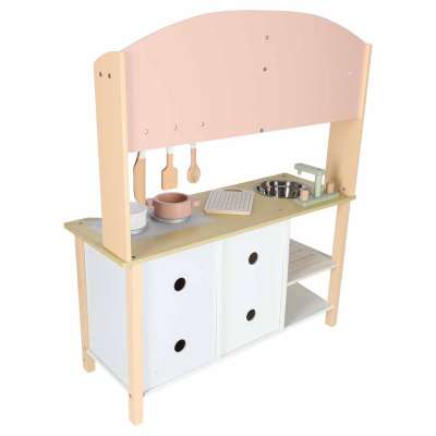 Wooden MDF MODERN CLASSIC Children's Kitchen Set with Accessories 82 cm Pink